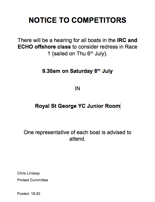 Notice to Offshore Class Competitors