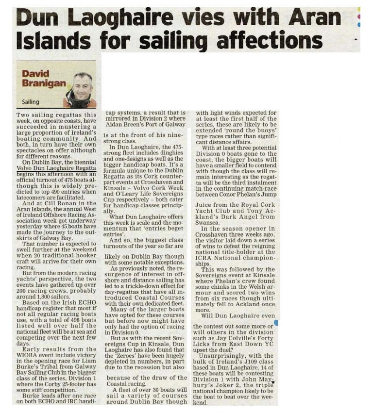 Irish Examiner :: Dun Laoghaire vies with Aran Islands for sailing affections