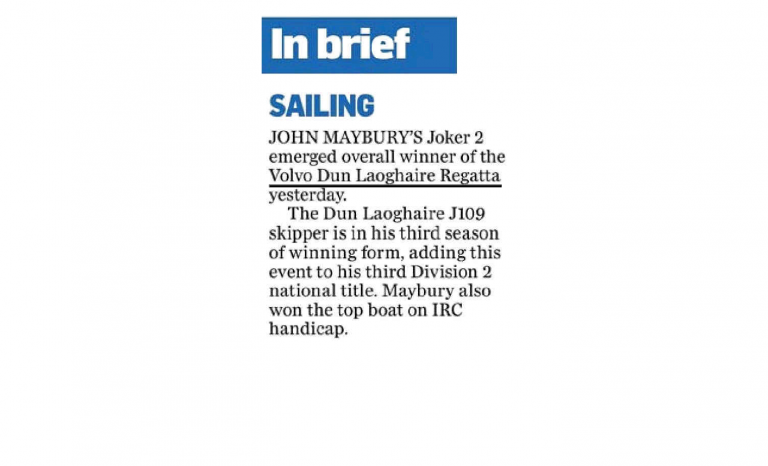 Irish Independent :: Sailing – In Brief