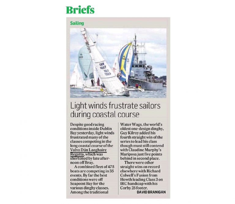 Irish Times Sport :: Light Winds Frustrate Sailors During Coastal Course