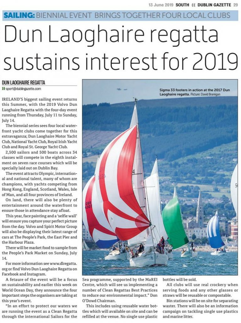 Dún Laoghaire Regatta Sustains Interest for 2019