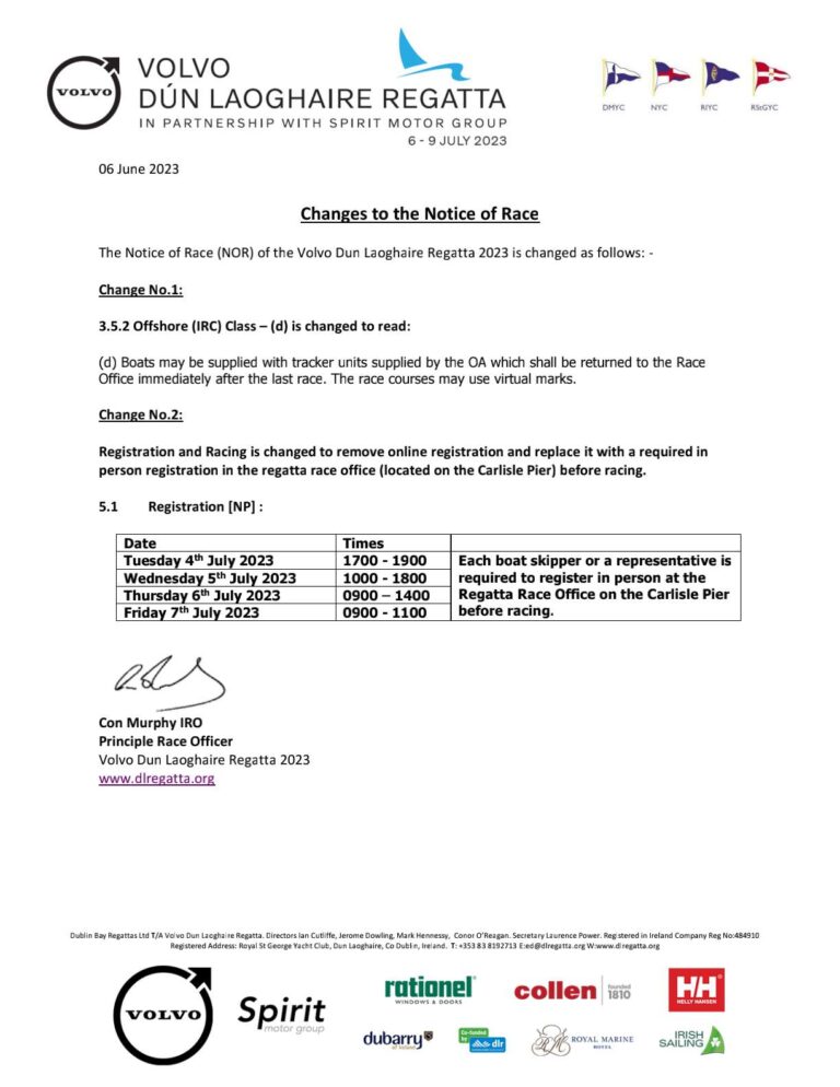 Changes to the VDLR 2023 NOR – No 1 & No 2