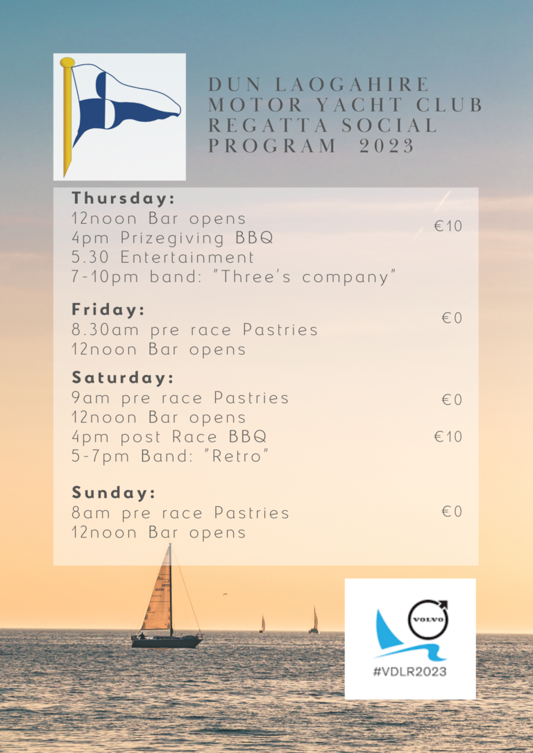 Dún Laoghaire Motor Yacht Club Social Programme